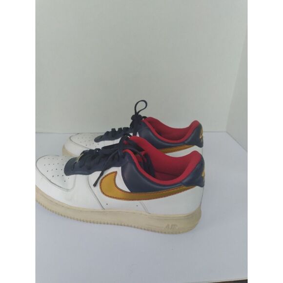 Nike Air Force 1 Low Top Sneakers White‎ Gold Navy Red Accent Shoes main image 10